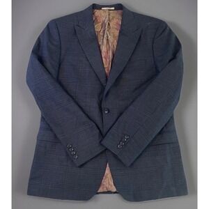 Men's Vercini 54R Blue Plaid Sport Coat Blazer Jacket Slim Fit Formal